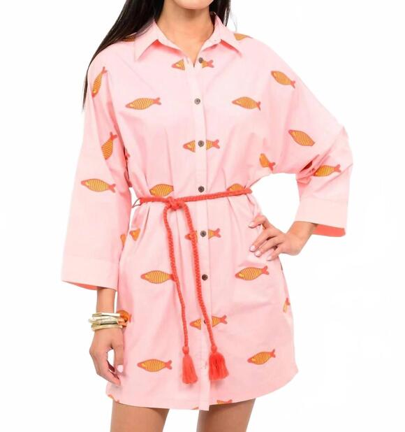 UNCLE FRANK Dresses & Skirts - NEW UNCLE FRANK deep sea mini shirt dress in pink